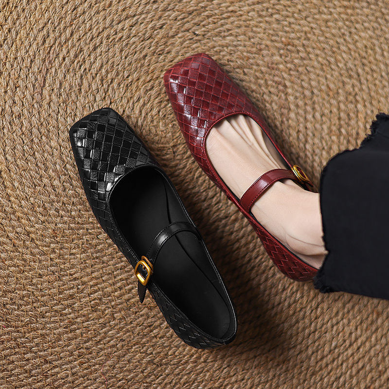 Men Shoes On - Woven Flat Bottom Mary Jane Women's