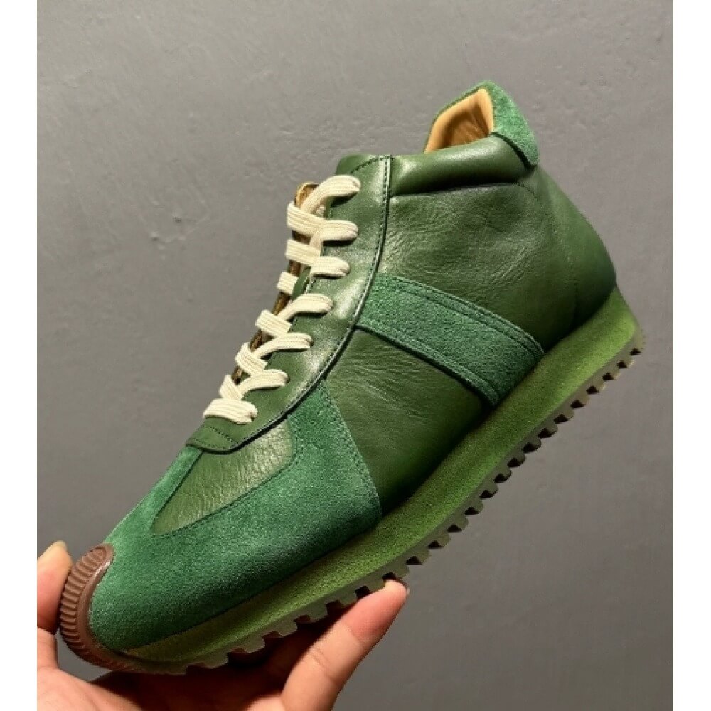 Retro Green Leather & Suede Hi - Men'S Shoes Green And White review and price