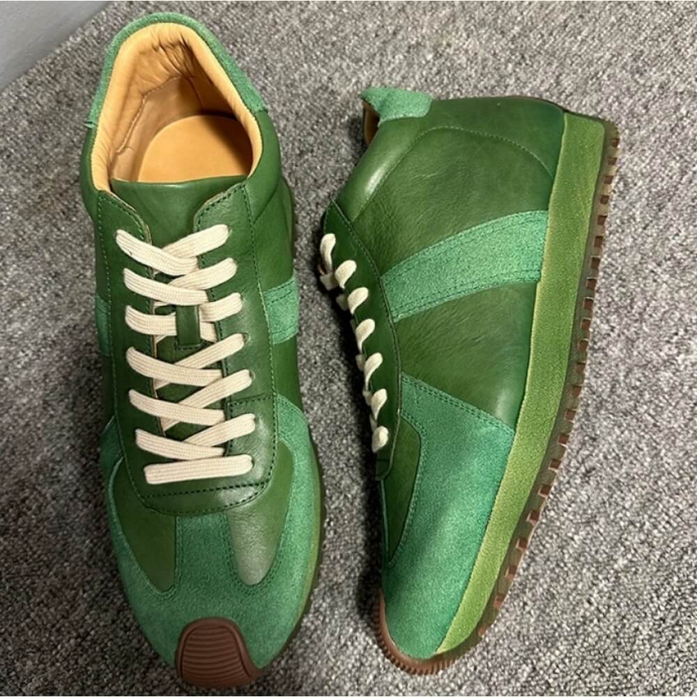 Retro Green Leather & Suede Hi - Men'S Shoes Green And White review and price