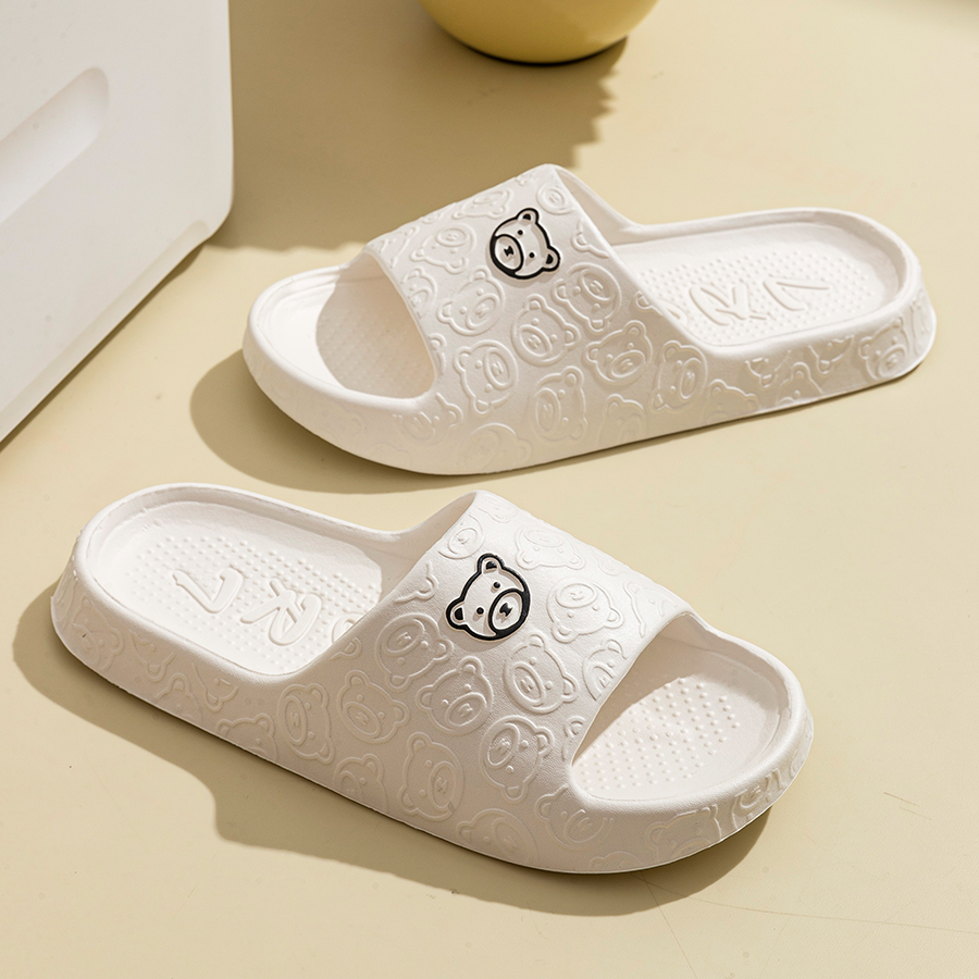 Printting Cute Bear Women Slip - Men Shoes On review and price