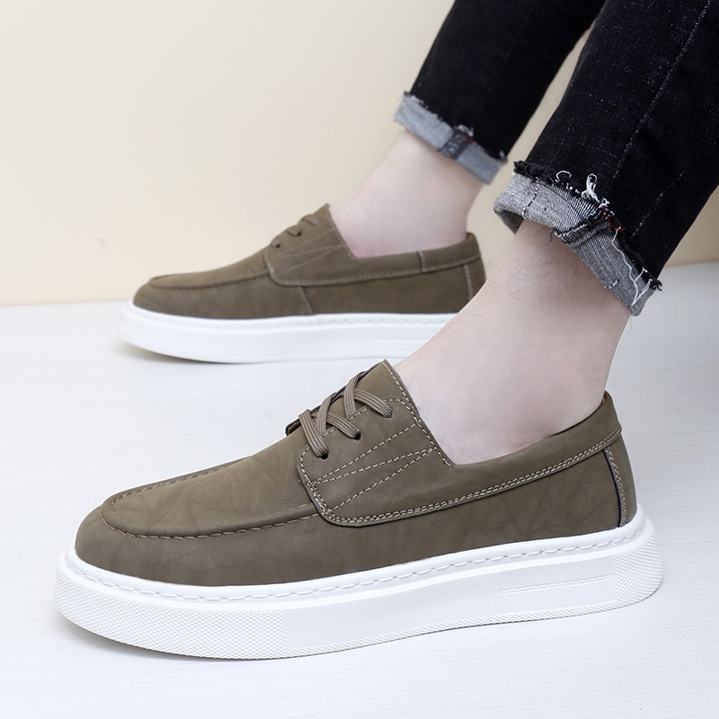 Men Khaki Green Lace Up Boat S - Men'S Shoes Green And White review and price