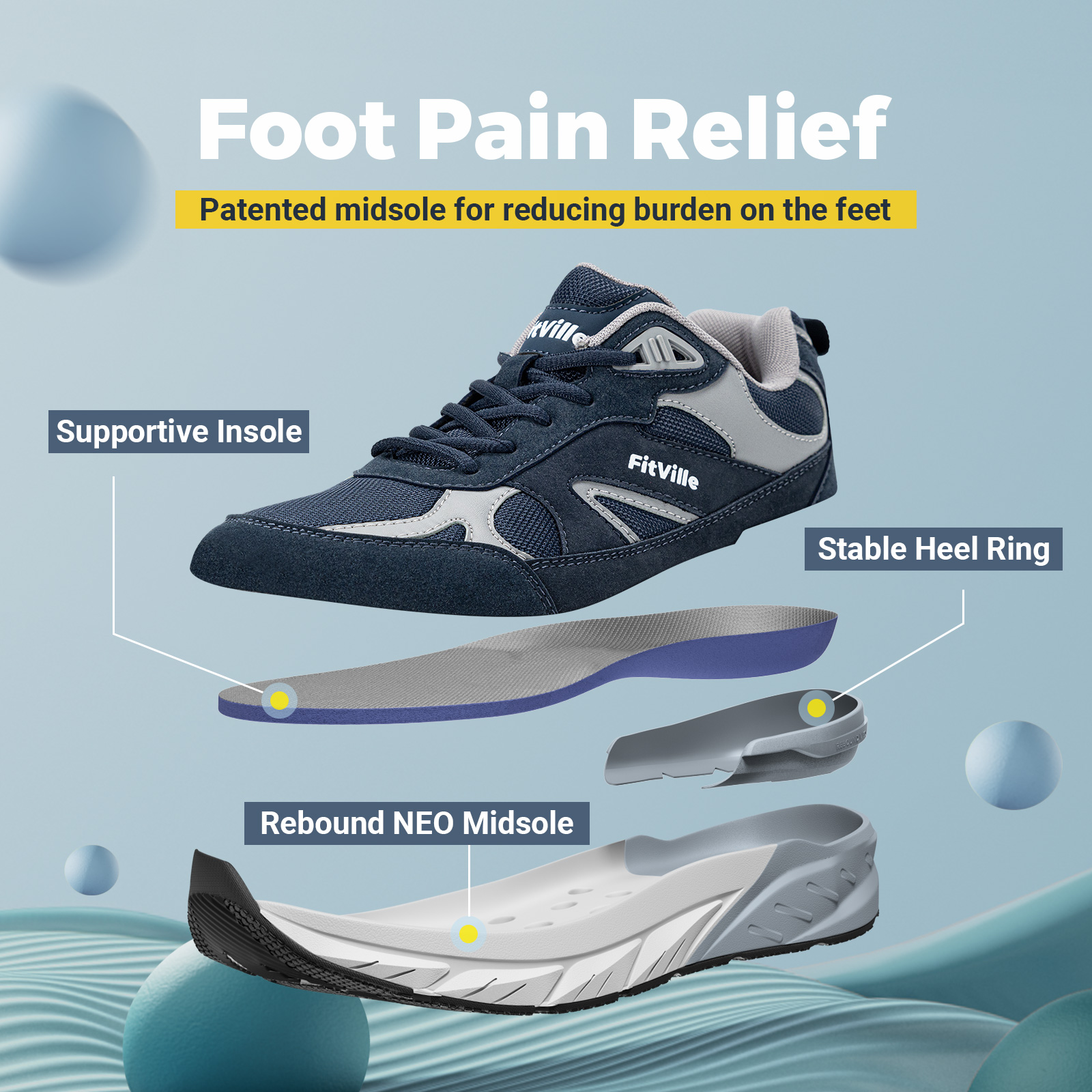 FitVille Newest Walking Shoes  - Men'S Shoes For Plantar Fasciitis review and price